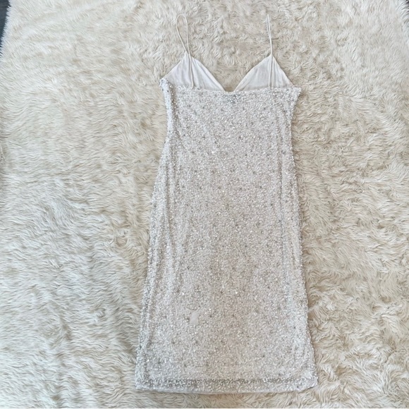 Retrofete Billie Sequin Dress in White Crystal Size Large - Picture 3 of 6